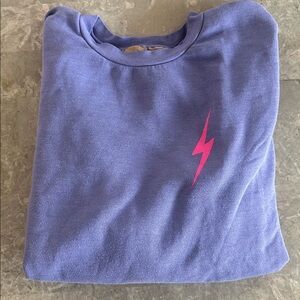 Aviator Nation Lavender Sweater with Hot Pink Lightning Bolt